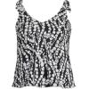 Lands’ End Women’s Plus Size DD-Cup Tie Shoulder Flutter Tankini Top(Black/White Vine Floral)