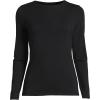 Lands’ End Women’s Plus Size Lightweight Jersey Skimming Long Sleeve Crew Neck T-Shirt(Black)