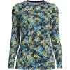 Lands’ End Women’s Plus Size Lightweight Jersey Skimming Long Sleeve Crew Neck T-Shirt(Navy Abstract Floral)