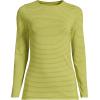 Lands’ End Women’s Plus Size Lightweight Jersey Skimming Long Sleeve Crew Neck T-Shirt(Vintage Lime Thin Stripe)