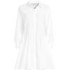 Lands’ End Women’s Poplin Button Front Dress with Godets(White)