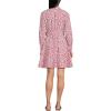 Lands’ End Women’s Poplin Button Front Dress with Godets(White/Coral Red Painted Posies)