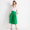 Lands’ End Women’s Poplin Drop Waist Midi Skirt(Vibrant Clover)