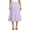 Lands’ End Women’s Poplin Elastic Waist Tiered Midi Skirt(Lilac Frost)