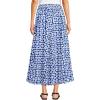 Lands’ End Women’s Poplin Godet Maxi Skirt(Blue Breeze Painted Geo)