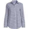 Lands’ End Women’s Poplin Tie Sleeve Shirt(Deep Sea Navy Gingham)