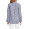 Lands’ End Women’s Poplin Tie Sleeve Shirt(Deep Sea Navy Gingham)