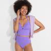 Lands’ End Women’s Ribbed Smoothing High Waisted Bikini Bottoms(Lavender Fusion)