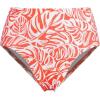 Lands’ End Women’s Ribbed Smoothing High Waisted Bikini Bottoms(Orange Mini Tropic Leaves)
