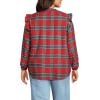 Lands’ End Women’s Ruffle Front Flannel Popover Blouse(Red/Nautical Blue Plaid)