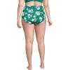 Lands’ End Women’s Sculpting Suit Chlorine Resistant Targeted Control Retro High Waisted Bikini Swim Bottoms(Island Emerald Petunia Floral)