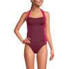 Lands’ End Women’s Seamed Halter Tankini Top(Burgundy Spritz/Coral Ruby)