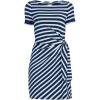 Lands’ End Women’s Short Sleeve Cotton Modal Wrap Mini Dress(Deep Sea Navy Quad Stripe)