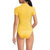 Lands’ End Women’s Short Sleeve Pique Johnny Collar UPF 50 Rash Guard(Bright Lemon)