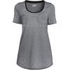 Lands’ End Women’s Short Sleeve Power Performance Scoop Neck Curved Hem Tunic Tee(Black Pinstripe)