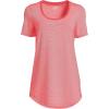 Lands’ End Women’s Short Sleeve Power Performance Scoop Neck Curved Hem Tunic Tee(Deep Coral Pinstripe)