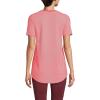 Lands’ End Women’s Short Sleeve Power Performance Scoop Neck Curved Hem Tunic Tee(Deep Coral Pinstripe)