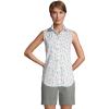 Lands’ End Women’s Sleeveless No Iron Shirt(White Tennis Print)
