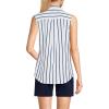 Lands’ End Women’s Sleeveless No Iron Shirt(White/Navy Classic Stripe)