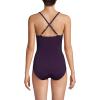 Lands’ End Women’s Slender Suit V-Neck Pleated X-Back One Piece Swimsuit Adjustable Straps(Black Berry)