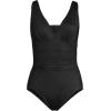 Lands’ End Women’s SlenderSuit Grecian Tummy Control Chlorine Resistant One Piece Swimsuit(Black)