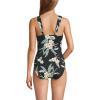 Lands’ End Women’s SlenderSuit Grecian Tummy Control Chlorine Resistant One Piece Swimsuit(Black Plumeria Floral)