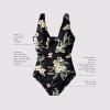 Lands’ End Women’s SlenderSuit Grecian Tummy Control Chlorine Resistant One Piece Swimsuit(Black Plumeria Floral)