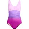 Lands’ End Women’s SlenderSuit Grecian Tummy Control Chlorine Resistant One Piece Swimsuit(Crimson Rose/Purple Ombre)