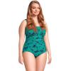 Lands’ End Women’s SlenderSuit Grecian Tummy Control Chlorine Resistant One Piece Swimsuit(Green)