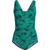 Lands’ End Women’s SlenderSuit Grecian Tummy Control Chlorine Resistant One Piece Swimsuit(Green)