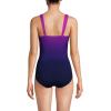 Lands’ End Women’s SlenderSuit Grecian Tummy Control Chlorine Resistant One Piece Swimsuit(Violet Rose/Navy Ombre)