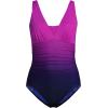 Lands’ End Women’s SlenderSuit Grecian Tummy Control Chlorine Resistant One Piece Swimsuit(Violet Rose/Navy Ombre)