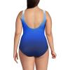 Lands’ End Women’s SlenderSuit Wrap One Piece Swimsuit(Deep Sea Navy/Sapphire Ombre)