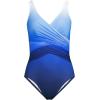 Lands’ End Women’s SlenderSuit Wrap One Piece Swimsuit(Deep Sea Navy/Sapphire Ombre)