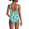 Lands’ End Women’s SlenderSuit Wrap One Piece Swimsuit(Emerald/White Romatic Floral)