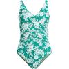 Lands’ End Women’s SlenderSuit Wrap One Piece Swimsuit(Emerald/White Romatic Floral)