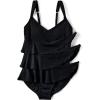 Lands’ End Women’s Smoothing Control Ruffle Fauxkini One Piece Swimsuit(Black)