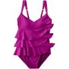 Lands’ End Women’s Smoothing Control Ruffle Fauxkini One Piece Swimsuit(Crimson Rose)