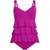 Lands’ End Women’s Smoothing Control Ruffle Fauxkini One Piece Swimsuit(Crimson Rose)