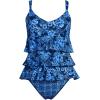 Lands’ End Women’s Smoothing Control Ruffle Fauxkini One Piece Swimsuit(Navy Mosaic Floral/Tile Mix)