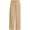 Lands’ End Women’s Sport Knit Pull On Drawstring Wide Leg Crop Pants(French Pecan Heather)