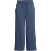 Lands’ End Women’s Sport Knit Pull On Drawstring Wide Leg Crop Pants(Nightfall Blue)