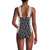 Lands’ End Women’s Square Neck High Leg One Piece Swimsuit(Black/Egret Mixed Tossed Dots)