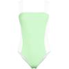 Lands’ End Women’s Square Neck High Leg One Piece Swimsuit(Icy Mint/White)