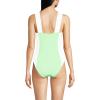 Lands’ End Women’s Square Neck High Leg One Piece Swimsuit(Icy Mint/White)