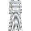Lands’ End Women’s Starfish 3/4 Sleeve Dress(Ivory/Deep Sea Breton Stripe)