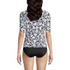 Lands’ End Women’s Sunshade UPF 50 Elbow Sleeve Relaxed Rash Guard(Black Havana Floral)