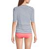 Lands’ End Women’s Sunshade UPF 50 Elbow Sleeve Relaxed Rash Guard(White/Deep Sea Stripe)