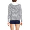Lands’ End Women’s Sunshade UPF 50 Long Sleeve Hooded Full Zip Rash Guard(Deep Sea Navy Mini Stripe)
