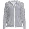 Lands’ End Women’s Sunshade UPF 50 Long Sleeve Hooded Full Zip Rash Guard(Deep Sea Navy Mini Stripe)
